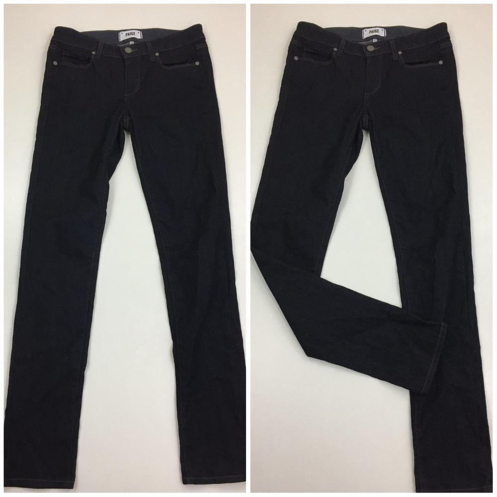 PAIGE Denim Skyline Twilight/Dark Wash 5 Pocket Logo Hardware Skinny Jeans